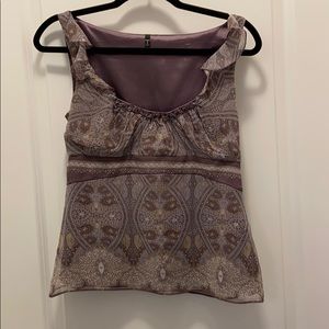 Purple Printed Silk Tahari Shell